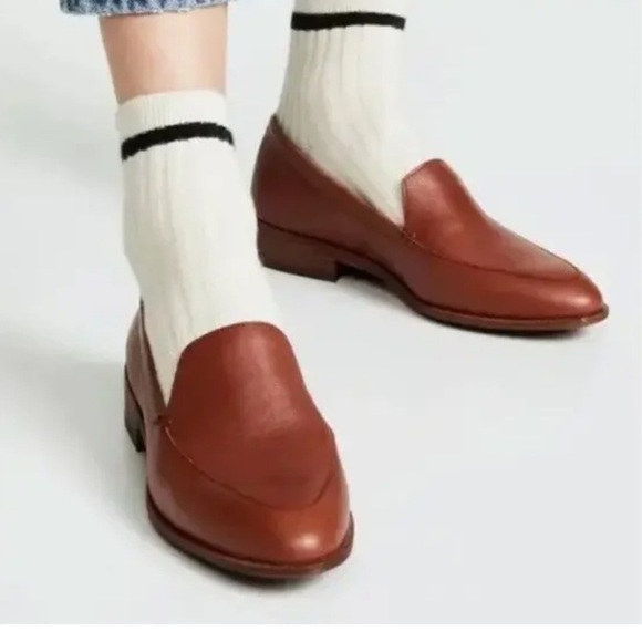 Madewell Classic Brown Leather Flats with Streamlined Fit Size 9 - Picture 1 of 9